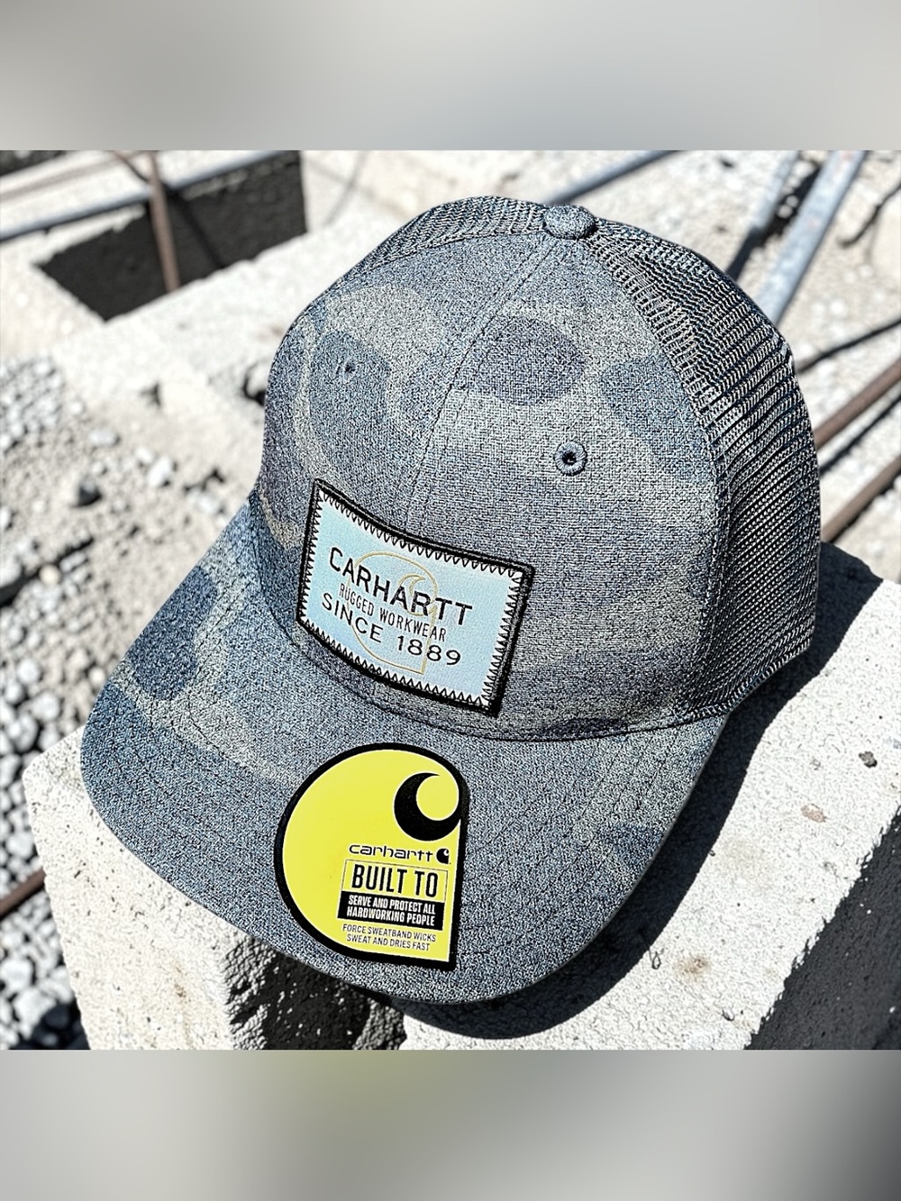 Carhartt 107003 Mesh Wool Back Logo Patch Great Camo Baseball Cap Hat Sz OS